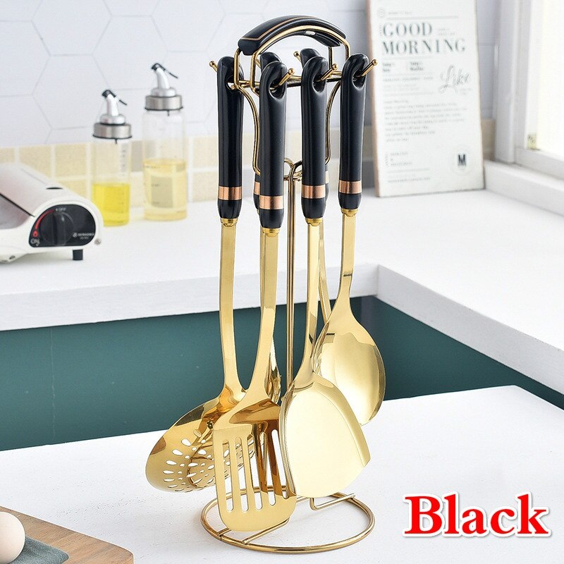 7 Stks/set Roestvrij Staal Kookgerei Keukengerei Sets Keuken Gereedschap: Black