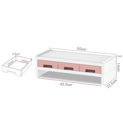 Multifunction Monitor Stand Table Desktop Computer Screen Riser Lockers Desk Organizer Stationery Books Storage Office Supplies: Double pink