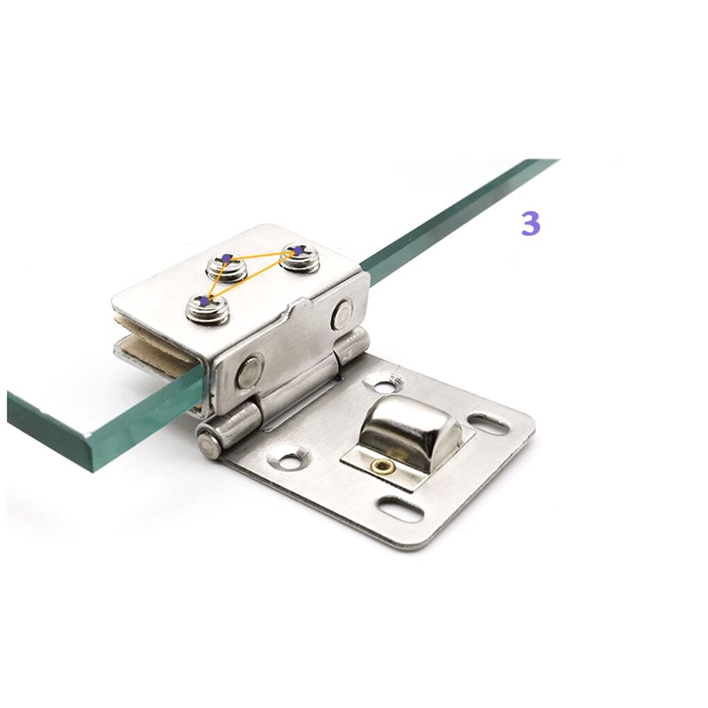 Stainless Steel Glass Door Clip Hinge Free Perforated Cupboard Glass Door Single And Double Hinge Furniture Hardware Accessories