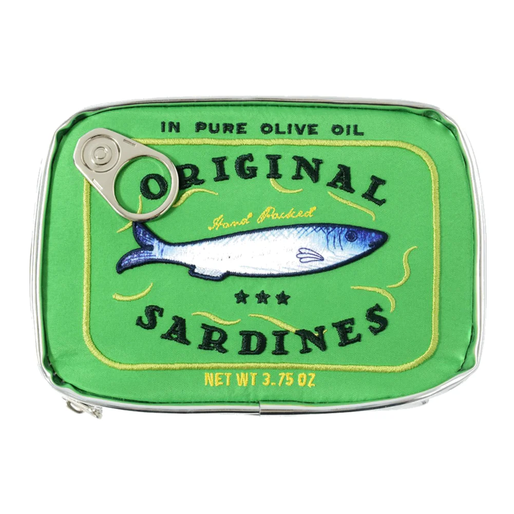 Bolsa de cosméticos bonita con forma de latas de sardinas, paquetes divertidos, bolsa de aseo portátil creativa, bolsas de maquillaje pequeñas y suaves con cremallera a la: Rojo