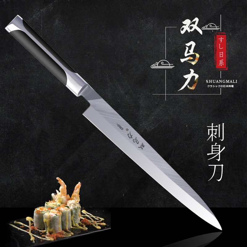 Sml sashimi køkkenkniv 11 tommer rustfrit stål kniv kokkeknive japansk stil sushi laksekniv boks
