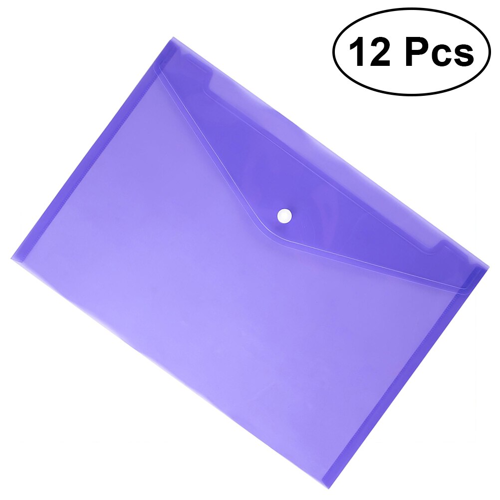 12 Pcs Envelope File Document Folder Clear Document Envelope Organizer with Snap Button(Blue): Purple