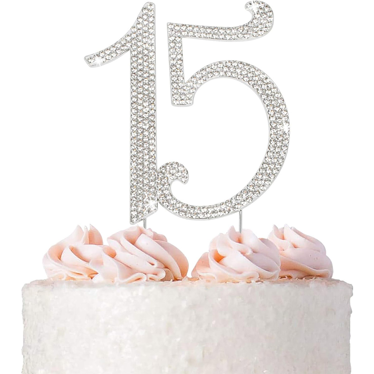 60 Sparkly Rhinestone Decoration Cake Topper - Premium Silver Metal - 60th Birthday or Anniversary Party Makes a Great Centerpie: Olive