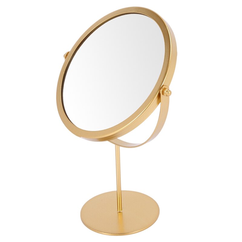 Standing Portable Metal Makeup Mirror Round Shape Desktop Vanity Mirror: Default Title