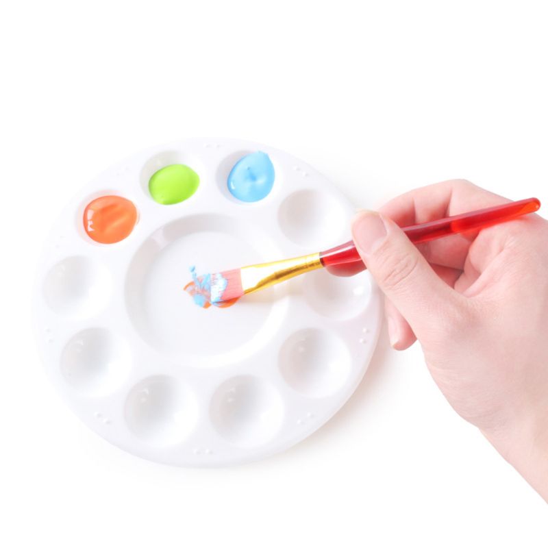Paleta de paleta de pintura, bandeja redonda de plástico, paleta de mezcla de acuarela, manualidades DIY, suministros de arte para niños