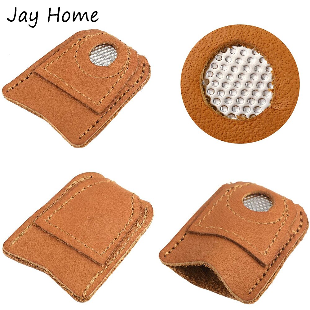 Dedal de costura de cobre, Protector de dedo, anillo de protección, almohadillas de dedo de cuero, para coser a mano, acolchado, 6 uds.