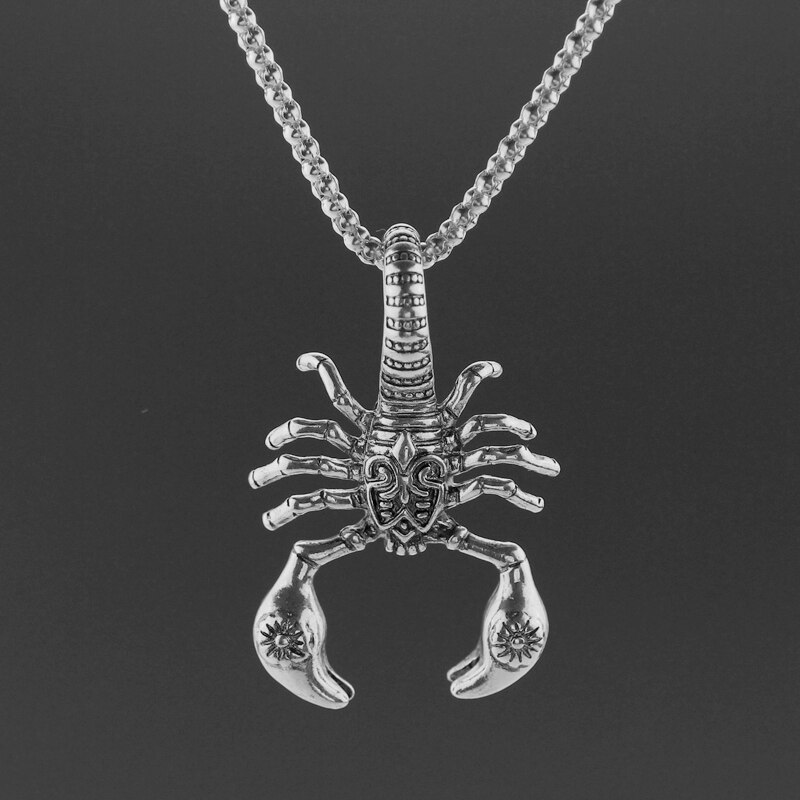 Männer Hip Hop Schmuck Scorpio Lange Kette Silber Farbe Scorpion Anhänger Halskette für Männer Frauen Punk Rock Weihnachten Schmuck