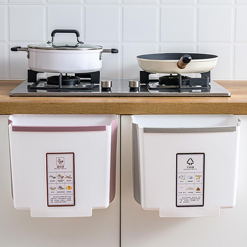 Folding Dustbin Kitchen Cabinet Door Hanging Dustbin Toilet Toilet Garbage Collection Hanging in Kitchen Door Cabinet Door