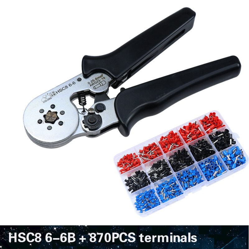 KLEUREN krimptang kabel crimp tang hsc8 6-6 clip wire stripper cutter tang set Elektrische terminal crimper mini gereedschap: HSC8 6-6B and 870