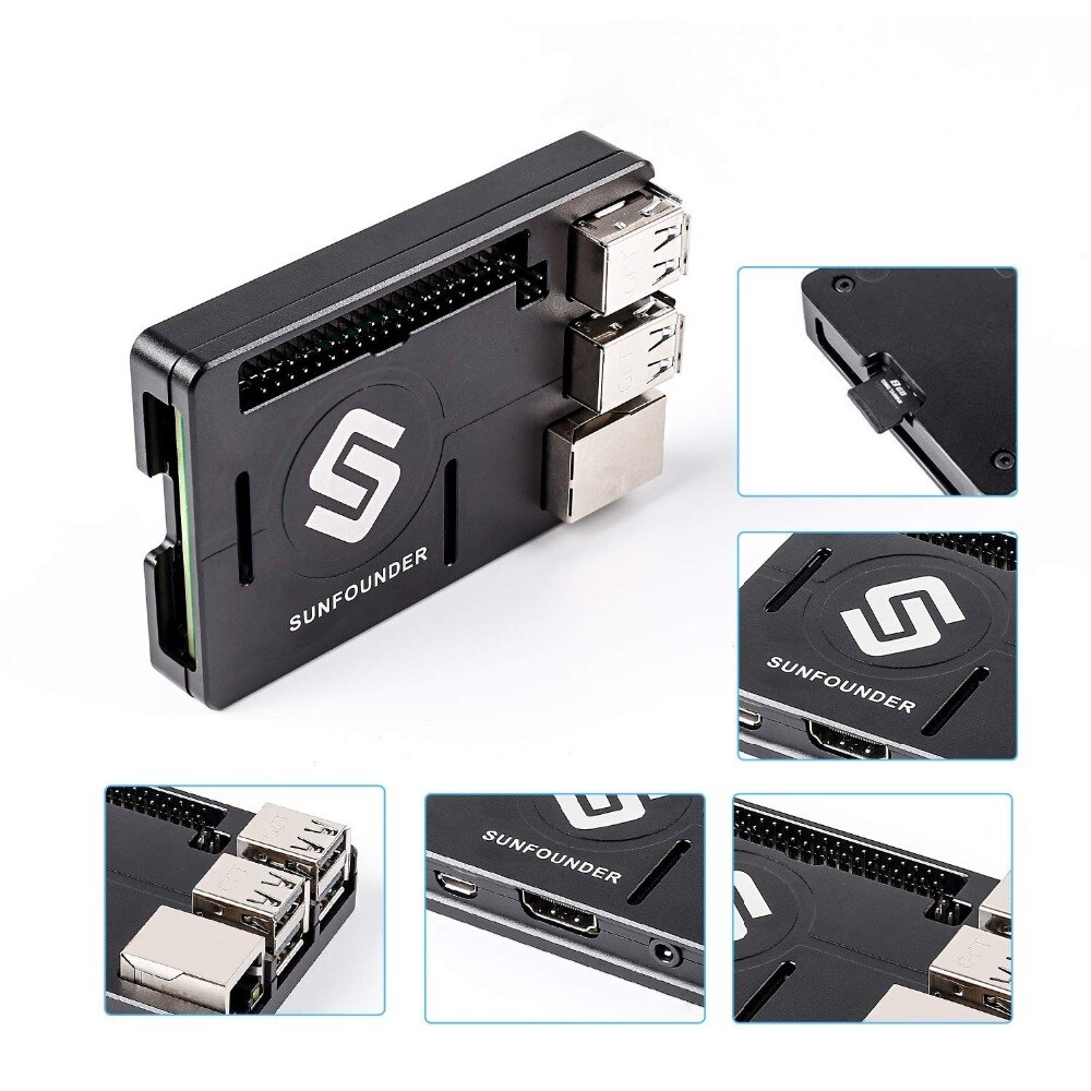 SunFounder Raspberry Pi 3B+, 3, 2, 1B+ Enclosure Metal Case with Heat Dissipation Silica Pad Raspberri pi 3 B+ Case
