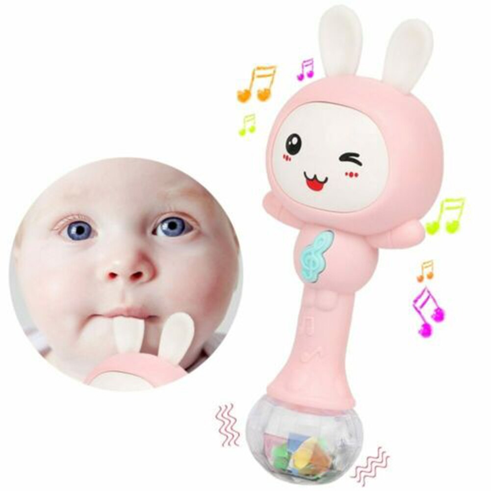Baby Kaninchen Rassel Singen Spielzeug Klassische Song Licht Musik Weichen Griff Sicher Biss Playmate Rosa Blau Kleinkind Spielzeug: Rosa
