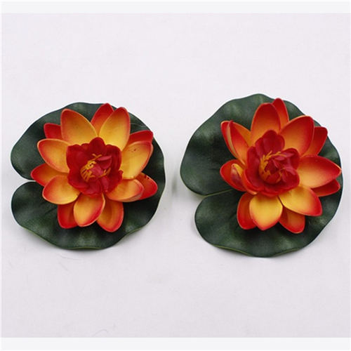 Lirio de agua de loto Artificial para decoración, tanque flotante de flores para estanque, planta, adorno de hojas para el hogar, jardín, boda, piscina, 10cm, 1 ud.: orange