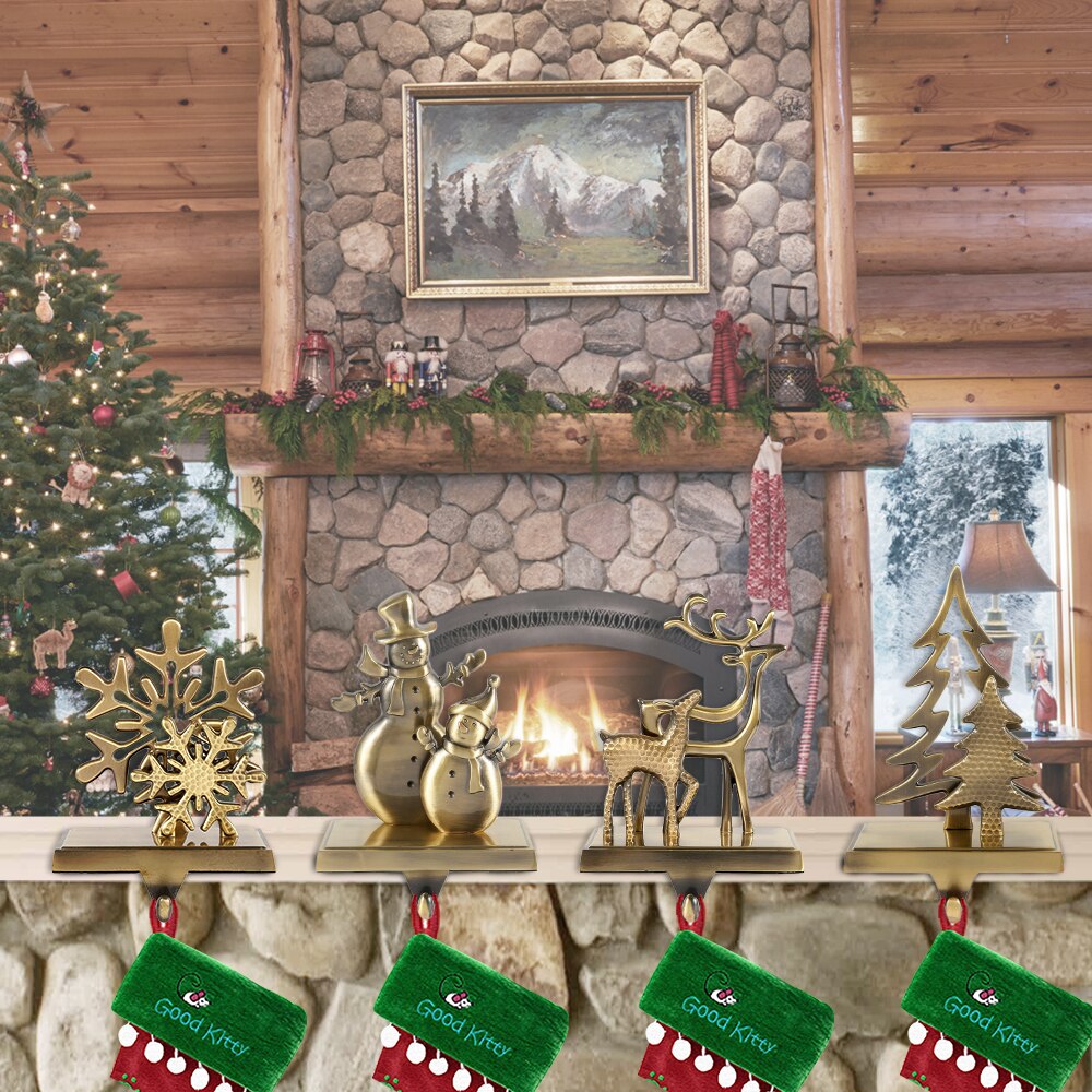 1 pièces noël porte-chaussettes crochets cheminée manteau cintres en métal suspendus cintre Clips pour la décoration de fête de noël