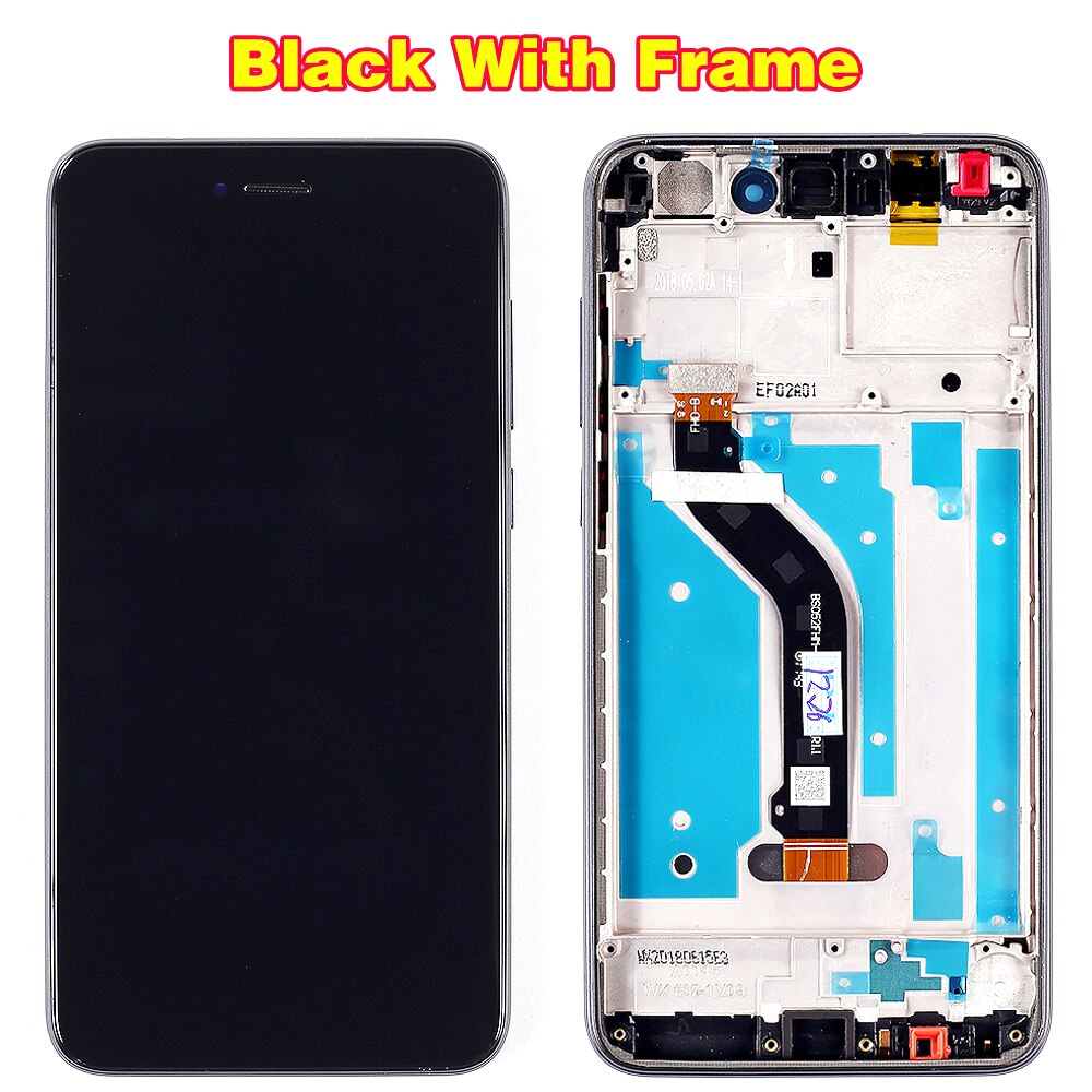 Pour Huawei Honor 8 lite écran LCD PRA-TL10 PRA LX1 LX3 écran tactile 5.2 pouces numériseur cadre d'assemblage avec film de verre gratuit: Black With Frame