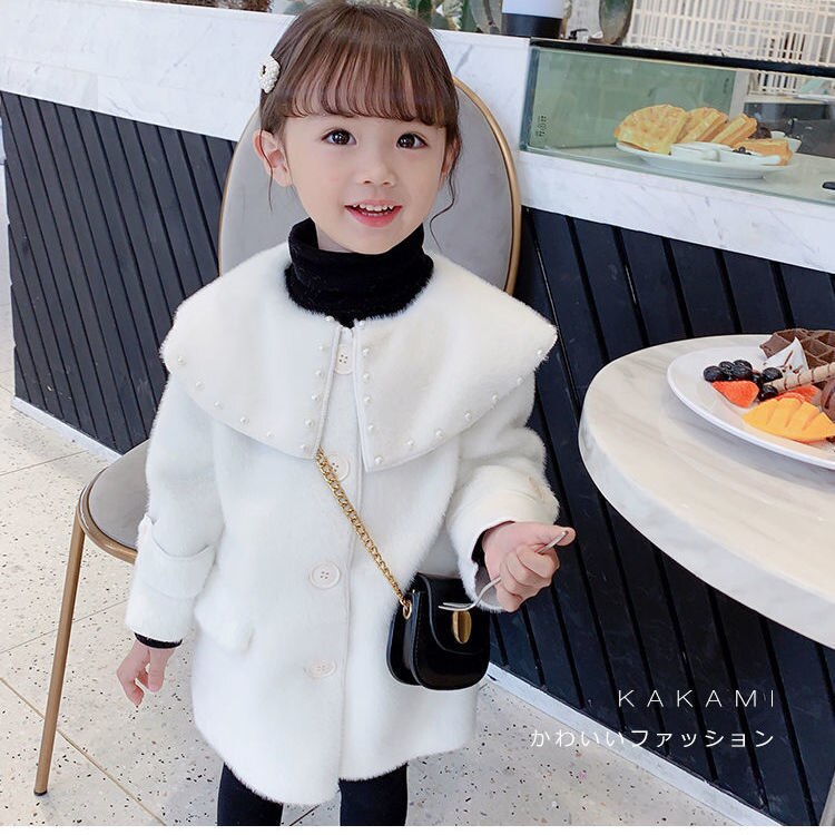 Girls Coats Baby Jackets Children Clothing Comfortable Big Collar With Pearls Spring Autumn Windbreaker HPY100
