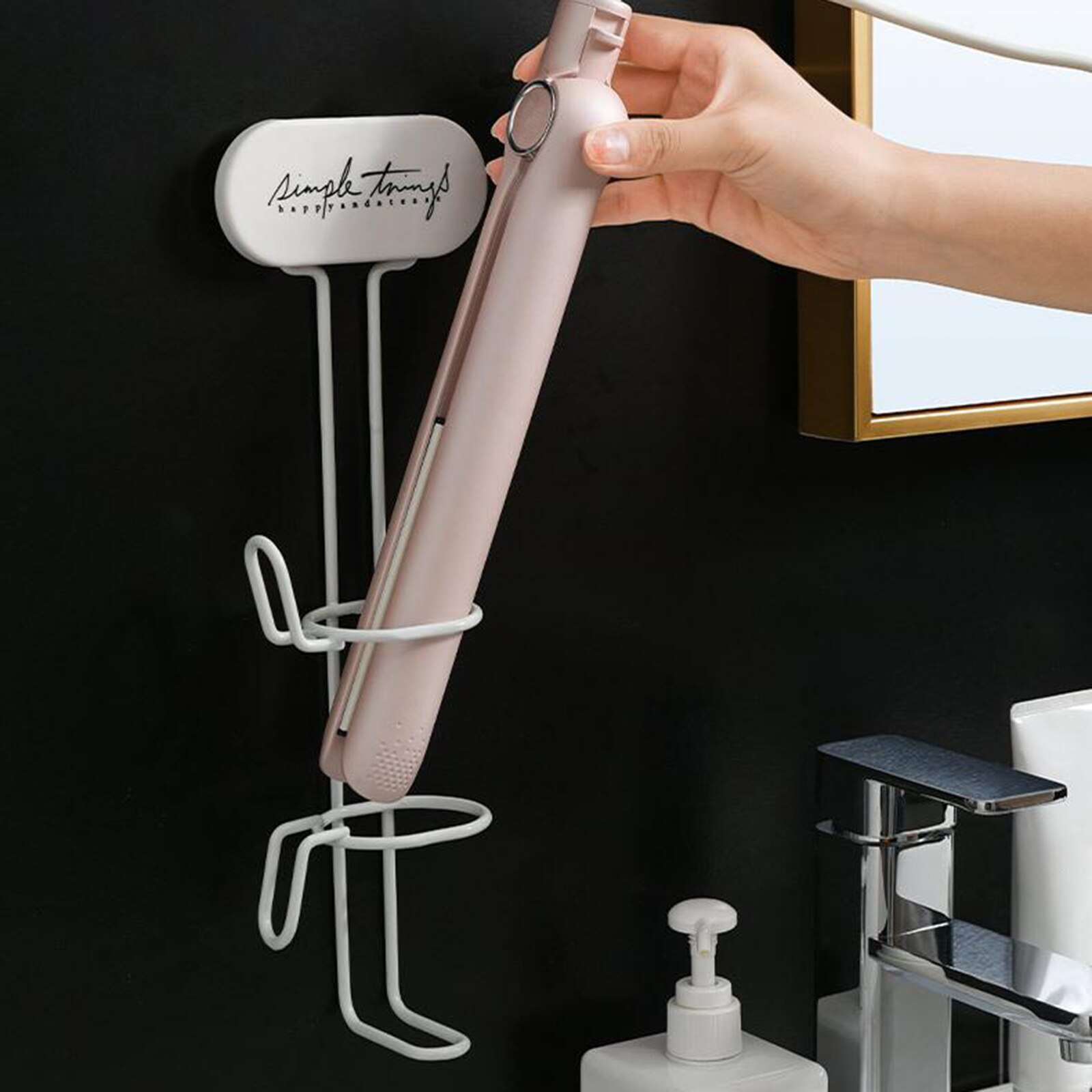 Hair Straightener Storage Rack Wall Mounted Curling Iron Holder Hanger Hair Dryer Holder Hair Dryer Shelf