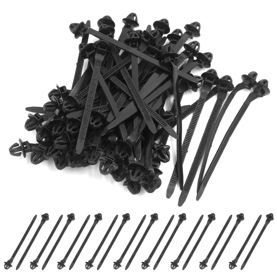 50 Stuks Plastic Klinknagels Zwarte Kabel Trailer Zip Wrap Klinknagels Clips Bedrading