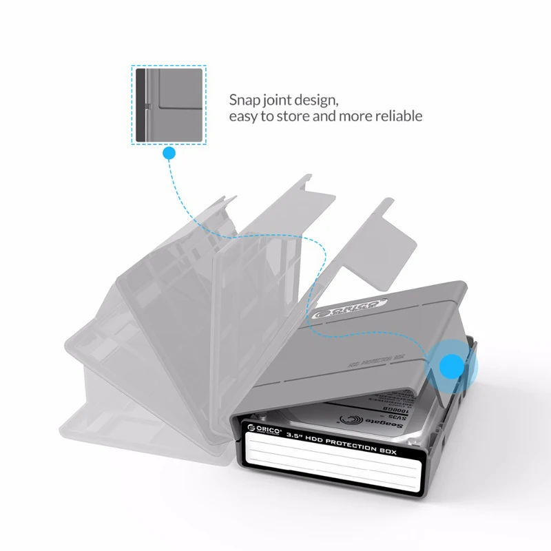 ORICO 3,5-Zoll-Schutzhülle für tragbare Festplatten, externer Aufbewahrungskoffer für Festplatten mit wasserdichtem und stoßfestem Festplattenkoffer