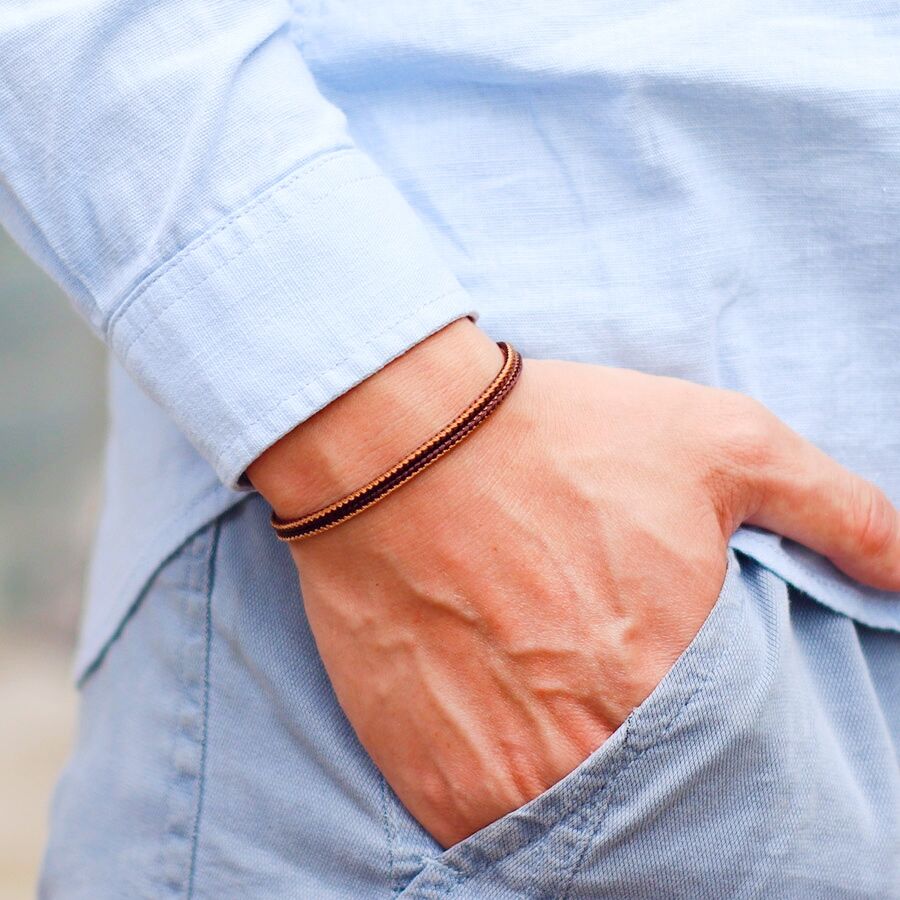 Pulsera étnica de hilo fino de 2mm para Hombre, amuleto de la suerte bohemio ajustable de , para él, Pulseria para Hombre, Joias