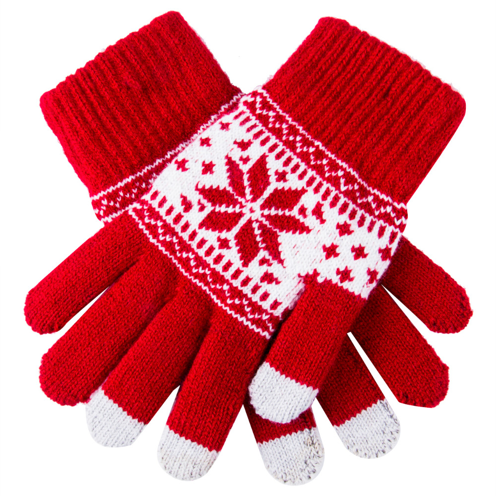 Søde jul varme vinterhandsker snefnug trykt strikkede berøringshandsker mænd kvinder handsker berøringsskærm handske festartikler