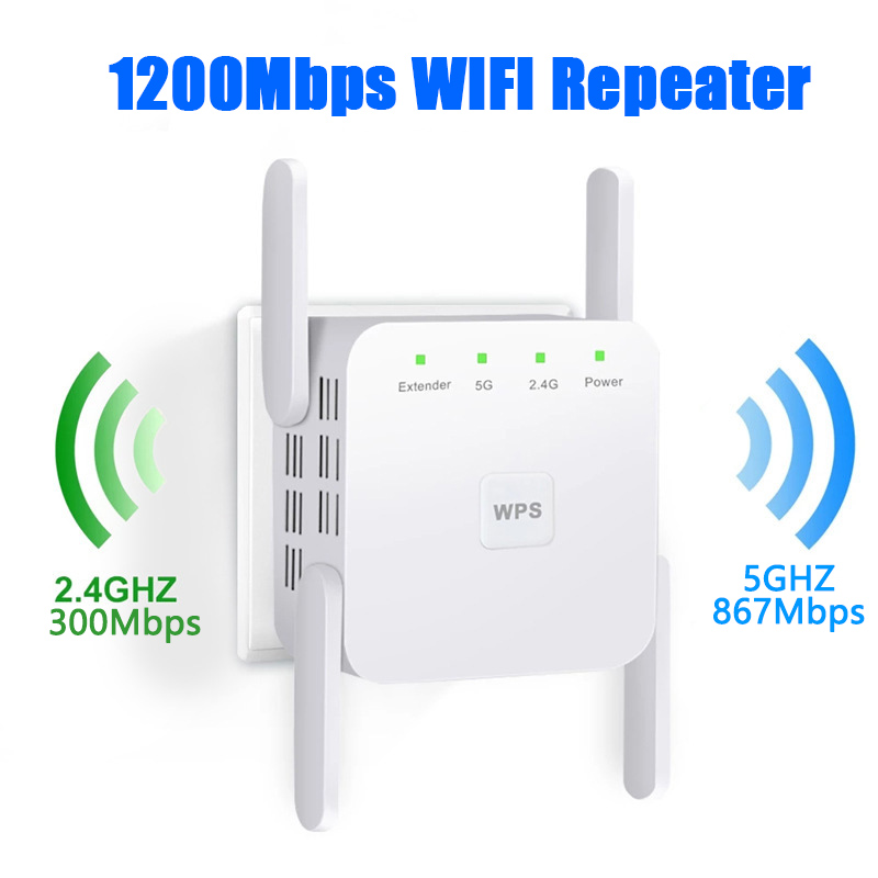 Dual Band 2.4G 5G AC1200 Wifi Repeater Wireless Range Extender 1200M Wall Repeater WiFi Amplifier Booster for Home Networking