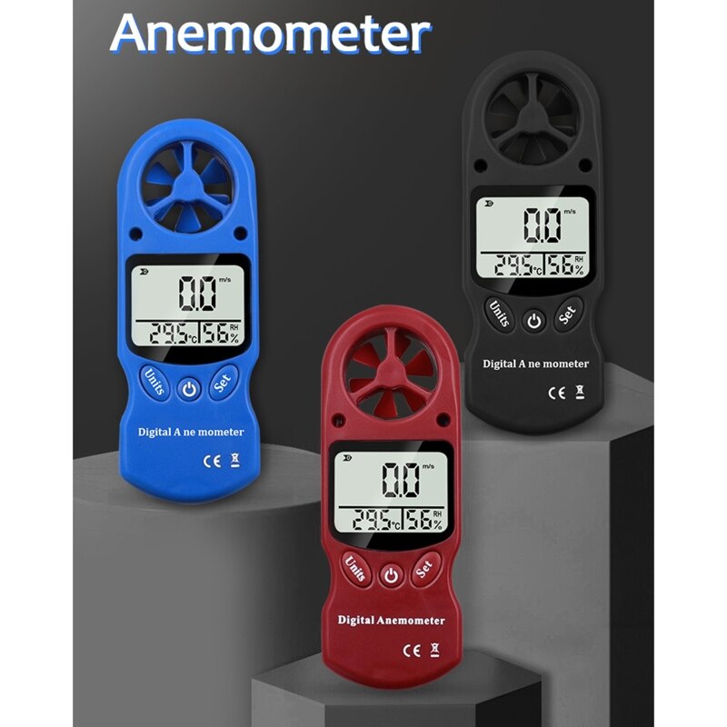 Handheld Lcd-scherm Digitale Anemometer Wind Meter Hygrometer Thermometer Air Flow Velocity Gauge Temperatuur Tester