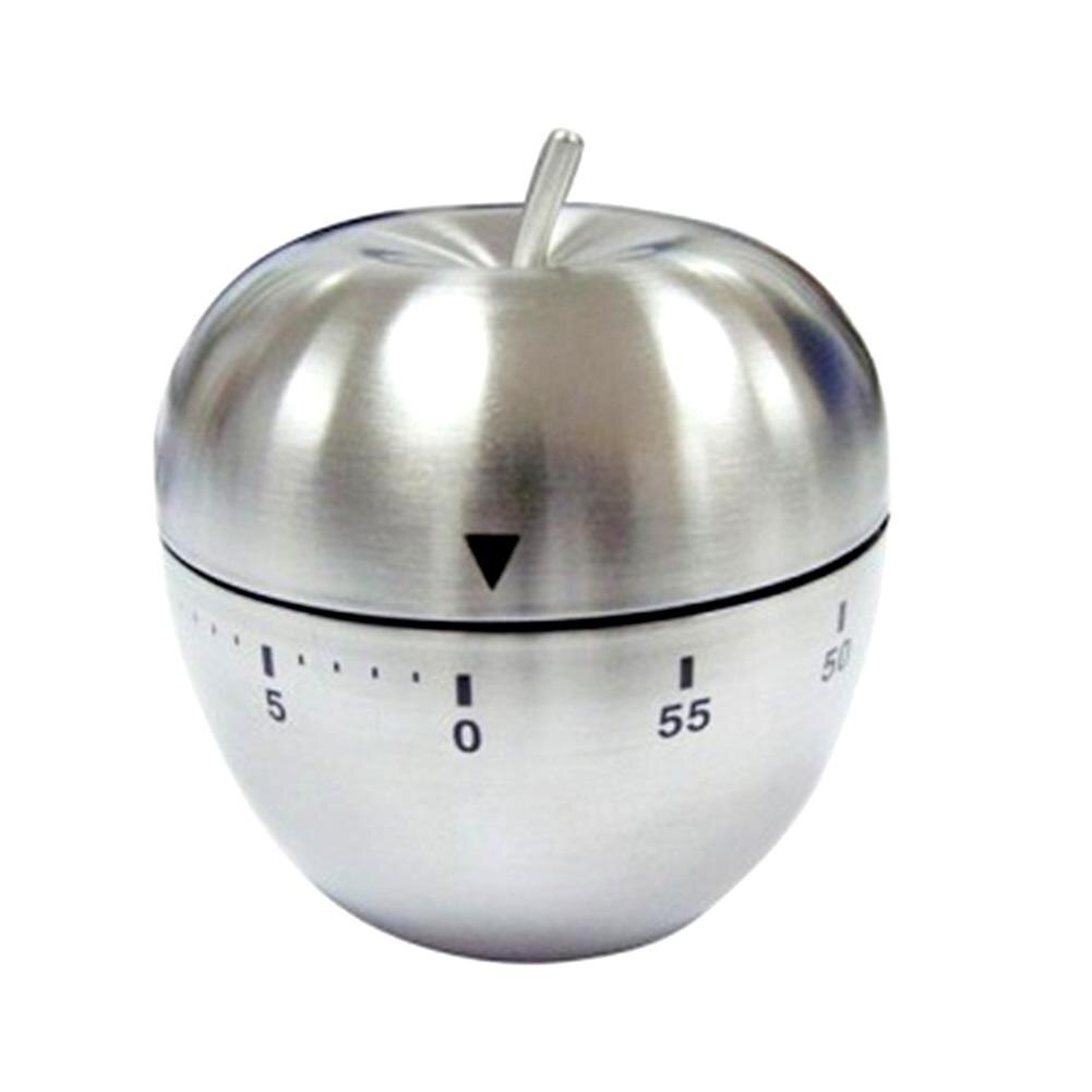 Stainless Steel Kitchen Timer Manual 60 Minutes Cooking Apple-Shaped Kitchen Timer Mechanical Rotating Alarm Time Management