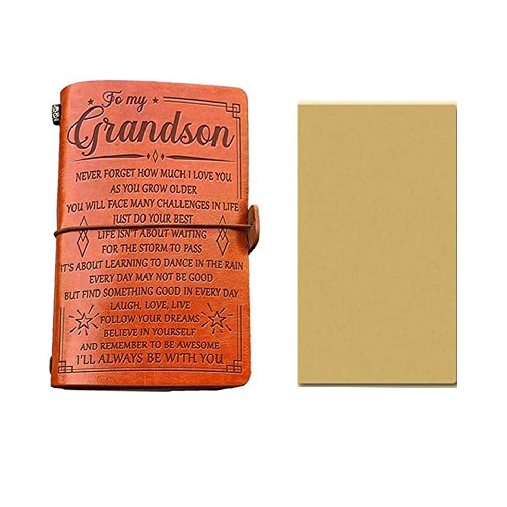 Carnet de voyage en cuir pour Journal intime, Journal de petit-fils, papeterie: Orange