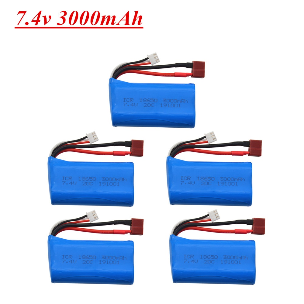 Batería lipo de 7,4 V y 3000mah 18650 para Wltoys 144001, A959-B A969-B A979-B K929-B, 12428, 12423, Q39, piezas de repuesto de coche teledirigido