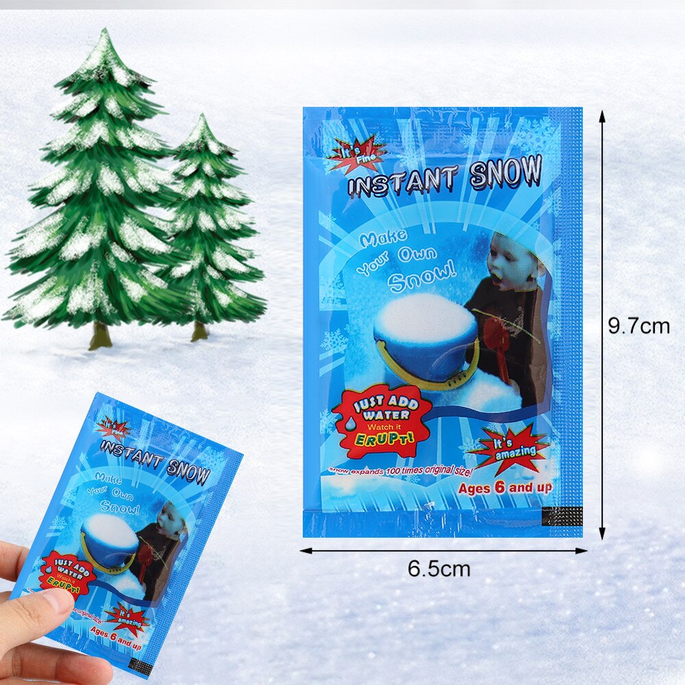 1 ud. Nieve Artificial nieve instantánea en polvo copo de nieve esponjoso súper absorbente congelado magia Prop Navidad muñeco de nieve Decoración