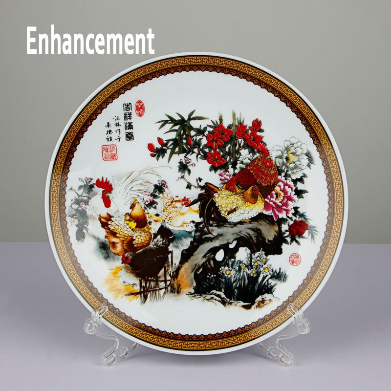 Kinesisk stil heldig keramisk ornamental plade kinesisk dekoration fad plade porcelæn plade sæt bryllup: B