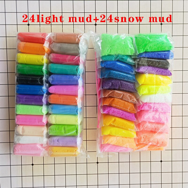 Bunte licht Weichen ton kind DIY schleim charms Luft Trocknen Polymer Plastilin Sicher schleim liefert Licht Ton Kinder Spielzeug spielen doh: 24lightsnow