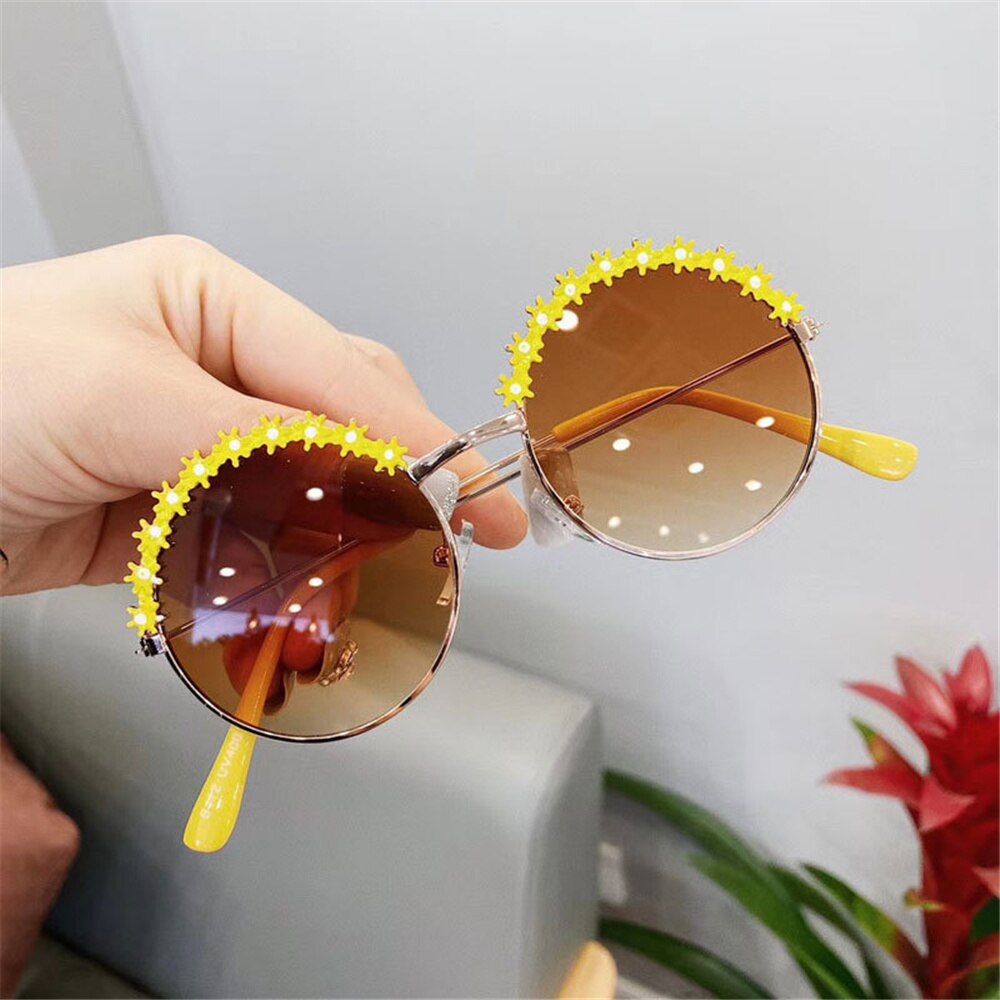 Kids Zonnebril Gepolariseerde Metalen Frame Zonnebril Meisjes Boys Bloem Kinderen Spiegel Baby Brillen Uv400 Zomer Strand