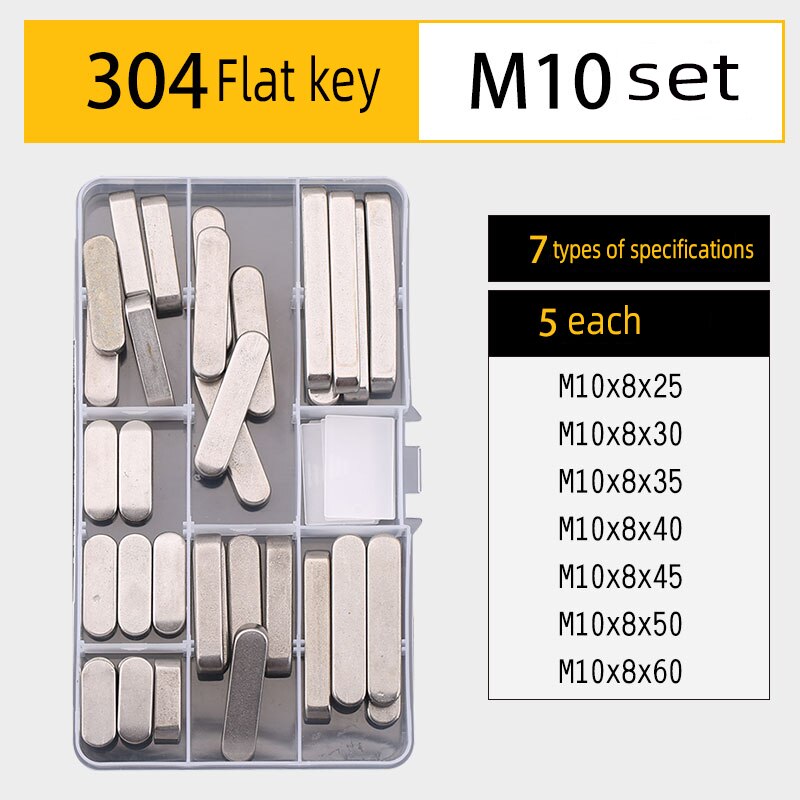 304 stainless steel split pin elastic pin cylindrical pin pin key set: 304Flat(keyM10set