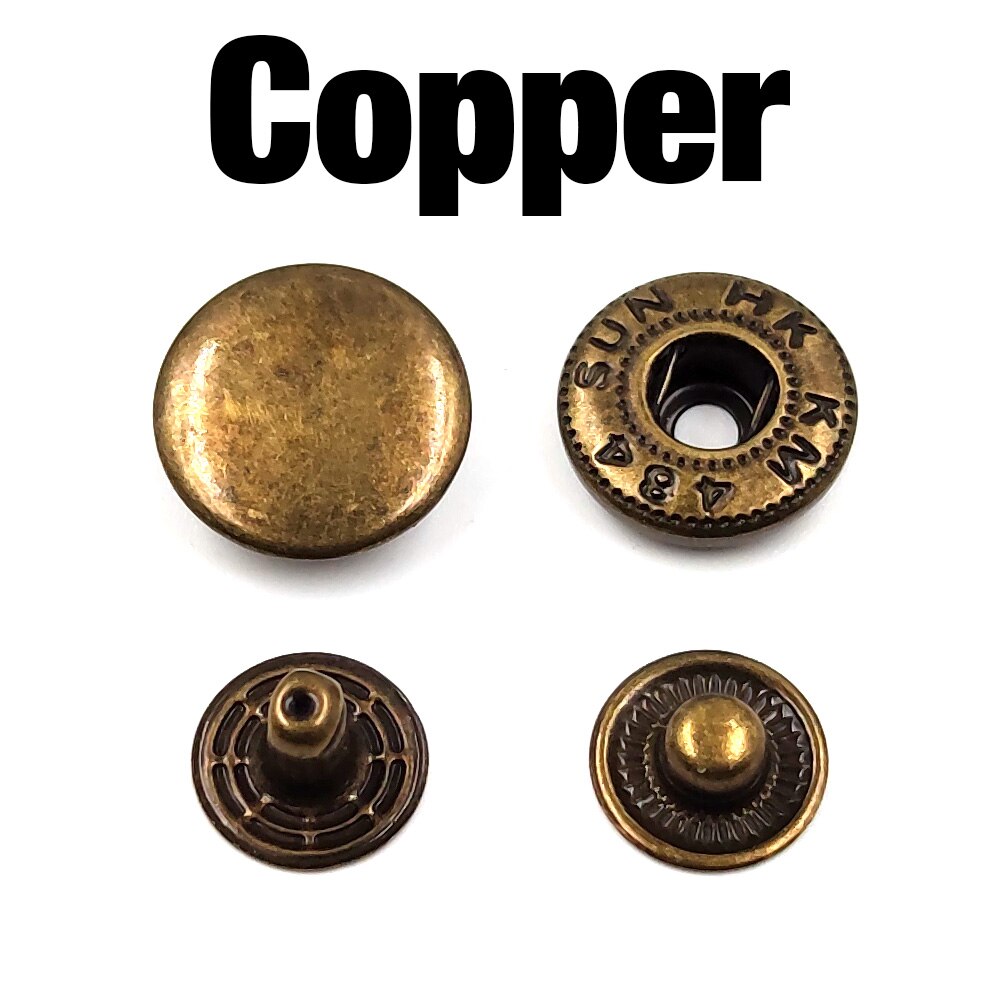 50 juegos 655/633/831 sujetadores a presión de Metal botón a presión botón de costura para ropa DIY bolsas de ropa zapatos artesanía de cuero: 4 # / Plata antigua