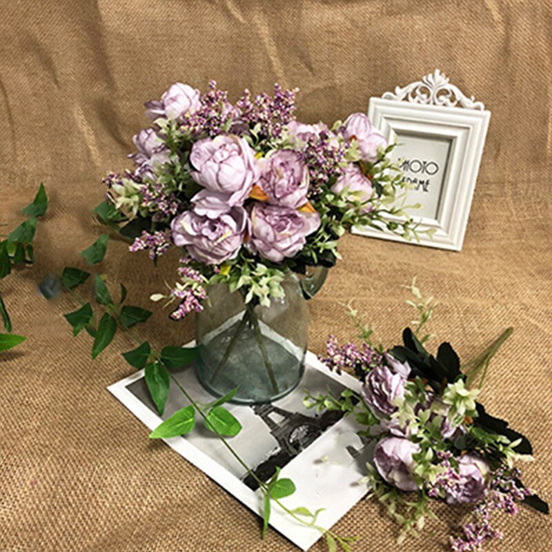 1Pc Kunstmatige Pioen Bloemen 32Cm Bloemen Boeket Decoratieve Nep Planten Voor Diy Wedding Festival Party Decoratie: F-1pc