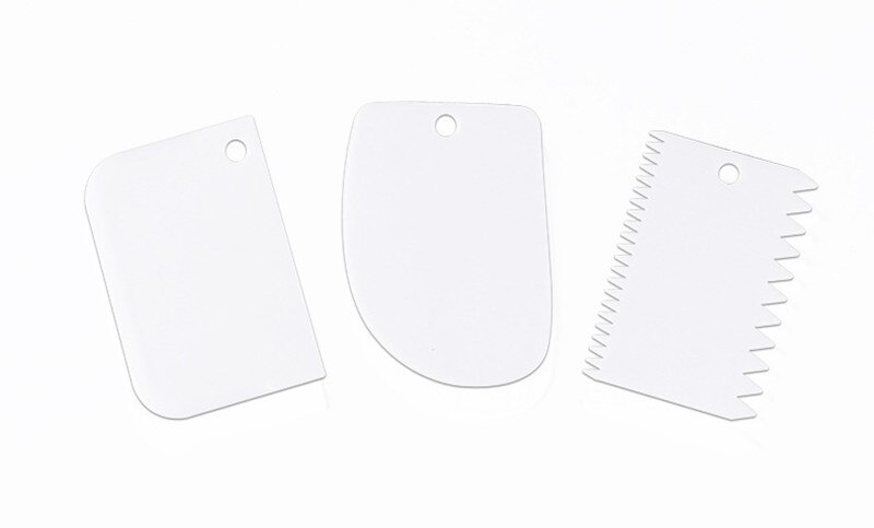3PCS/Lot Dough Cake Cutter Slicer Spatula for Cake Cream Scraper Pasty Cutters Scraper Irregular Teeth Edge DIY Smoother: B-WHITE