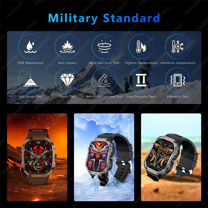 2025 nowy wojskowy Smartwatch 2.01 "AMOLED BT odpowiedź/zadzwoń NFC 100+ trybów sportowych opaska monitorująca aktywność fizyczną inteligentne zegarki dla android iOS