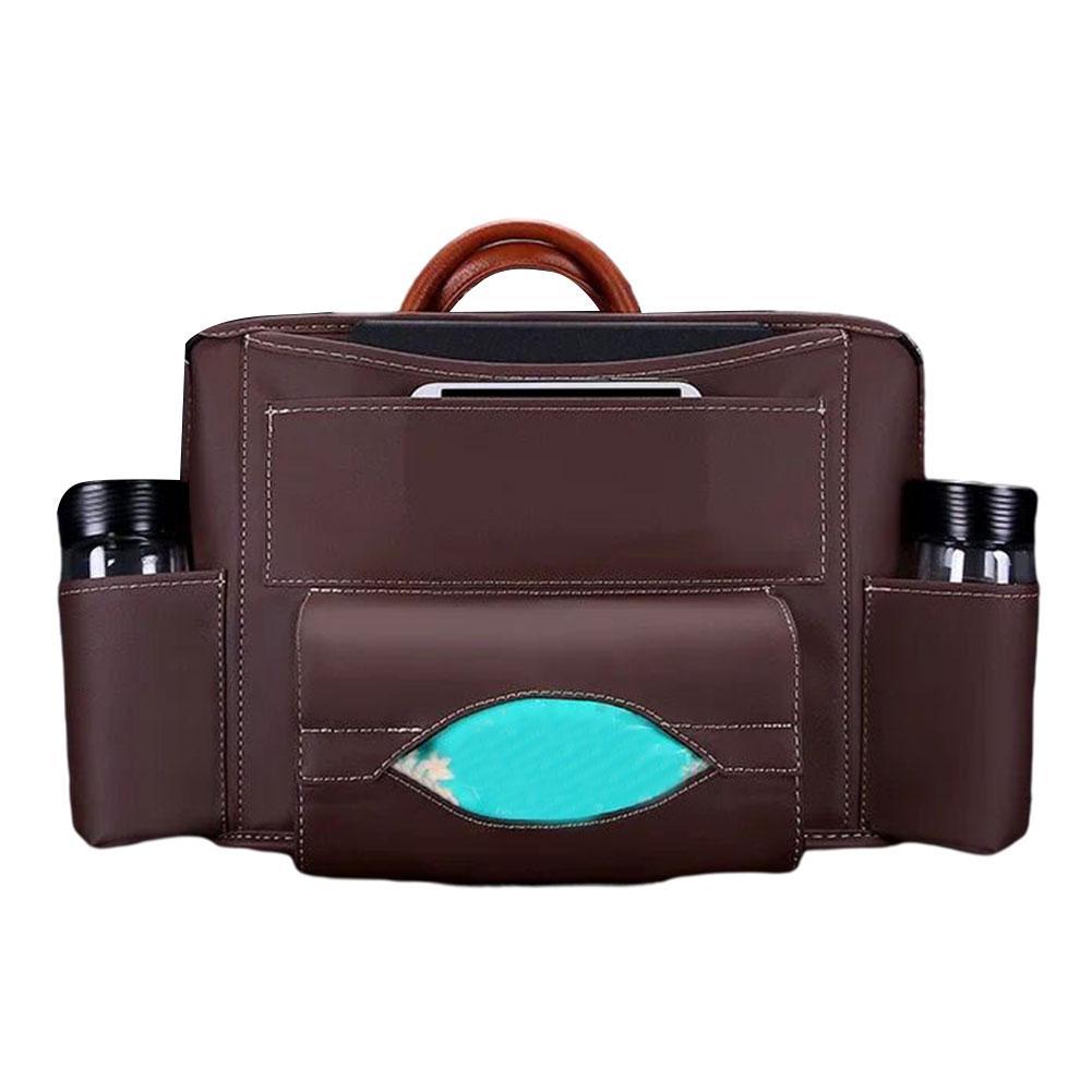 Car Net Pocket Handbag Holder Universal Multifunction Car Organizer Seat Gap Storage Multi-Pocket Leather Interior Accessori: C