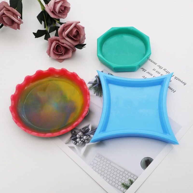 DIY crystal epoxy Resin mold irregular dish mold flower mirror manual storage box silicone mold
