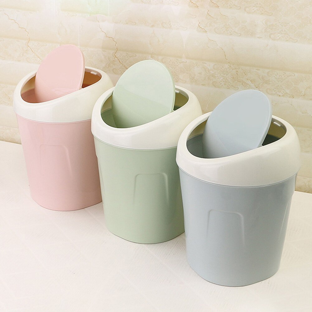 Durable Mini Trash Can Plastic Flip Lid Table Bedside Waste Bins Garbage Dust Bin Desktop Storage Holder Home Storage Organizer