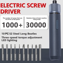 3.6V Mini Electrical Screwdriver Set Smart Cordless Rechargeable Battery Screwdriver with LED Light + 10pcs Screwdriver Bits
