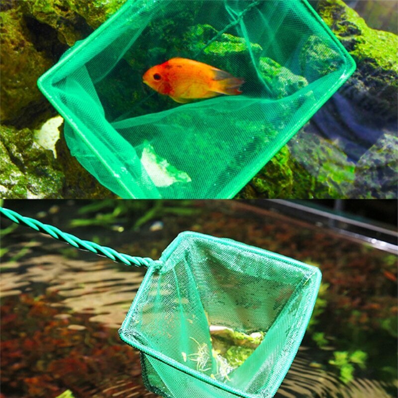 Aquarium Net Fish Tank Net Round Square Fish Fishing Aquarium Copy Net Aquarium Accessories Fishing Net Green
