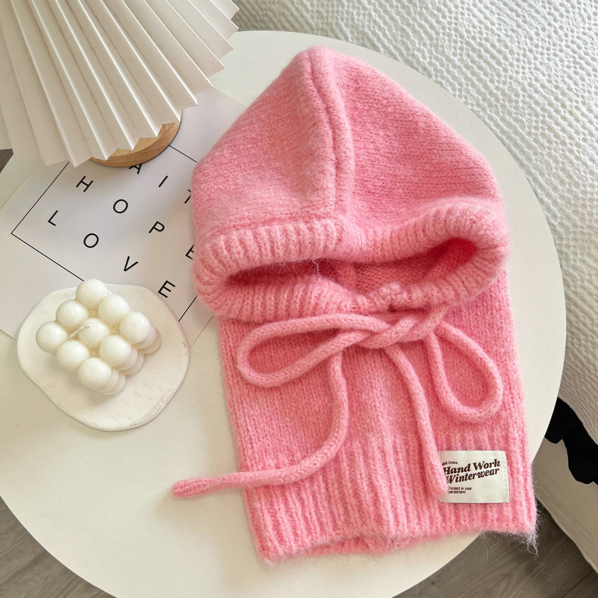 Strikkede luer til menn og kvinner, vintervarm unisex hettelue, halskrage, skjerflue, skilue, kalde luer, balaklava, lue: Rosa