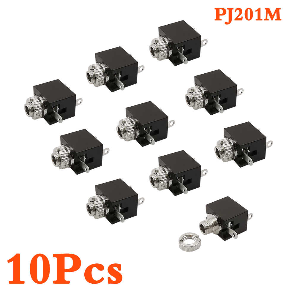 5/10 Stuks 2.5MM Hoofdtelefoonaansluiting PJ-201M 3Pin DIP Mono Kanaal Audio Vrouwelijke Socket PCB Panel Mount connector PJ201M Oortelefoon Adapter: Donkergrijs