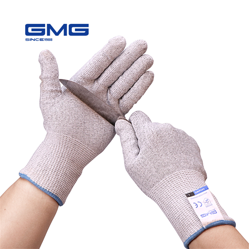 GMG Grey HPPE Met Staal CE Gecertificeerd Anti Cut Handschoenen Werk Veiligheid Cut Bescherming Handschoenen