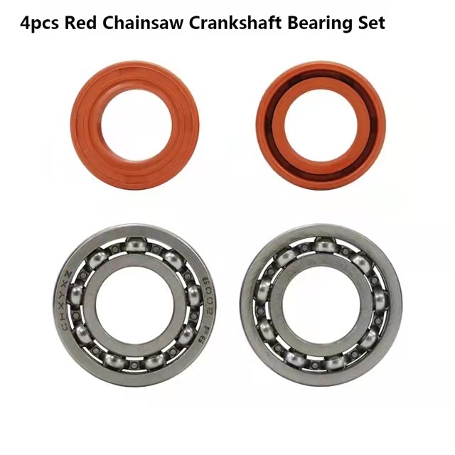 4pcs Seals And Crankshaft Bearing Set Chainsaw Oil Seal Kit Fit For STIHL MS180 MS170 170 180 Chainsaw Crankshaft Bearing: 4pcs Red