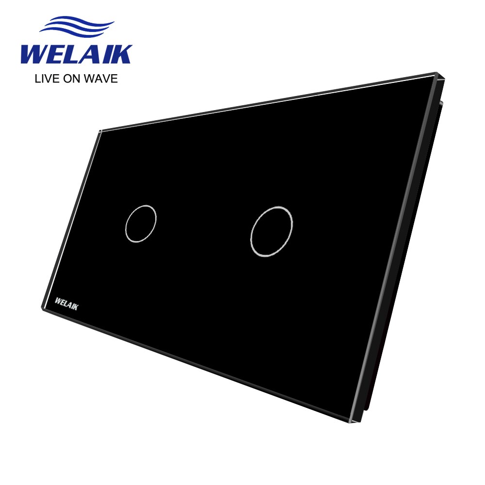 Welaik Eu 2Frame 151*80Mm 1Gang Led Licht Muur Touch Switch White Crystal Gehard Glas Panel alleen Diy Onderdelen A2911W1
