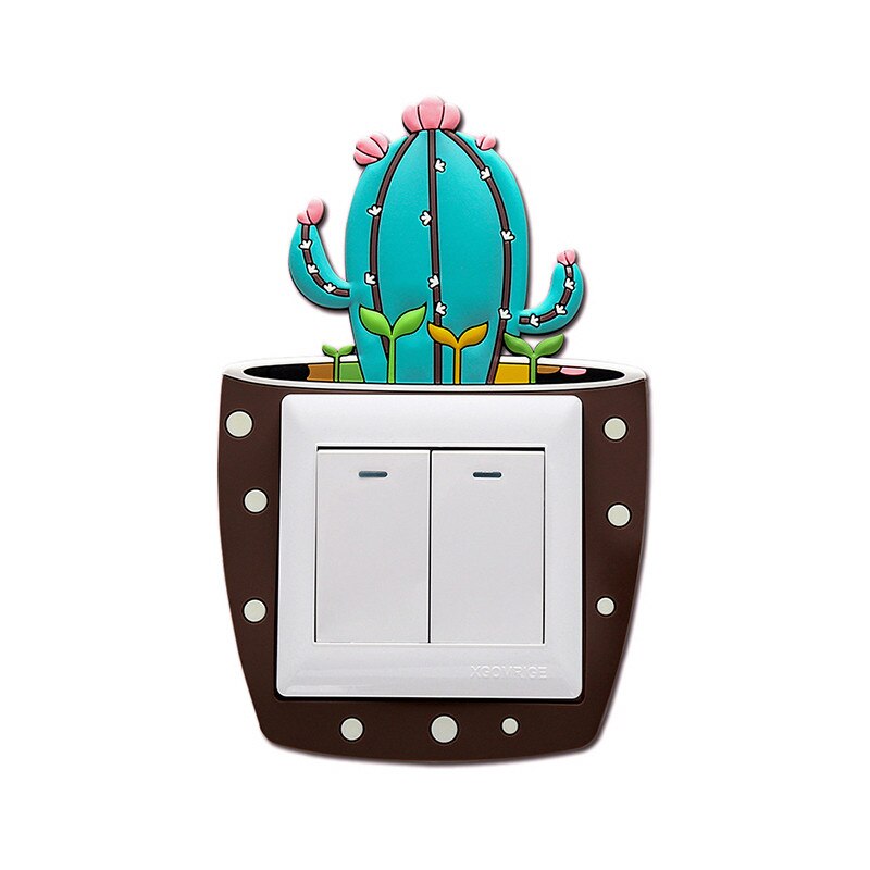 Cactus Socket Wall Stickers Switch Room Decorative Luminous Stickers Home Switch Cover Wall Light Socket Stickers: B