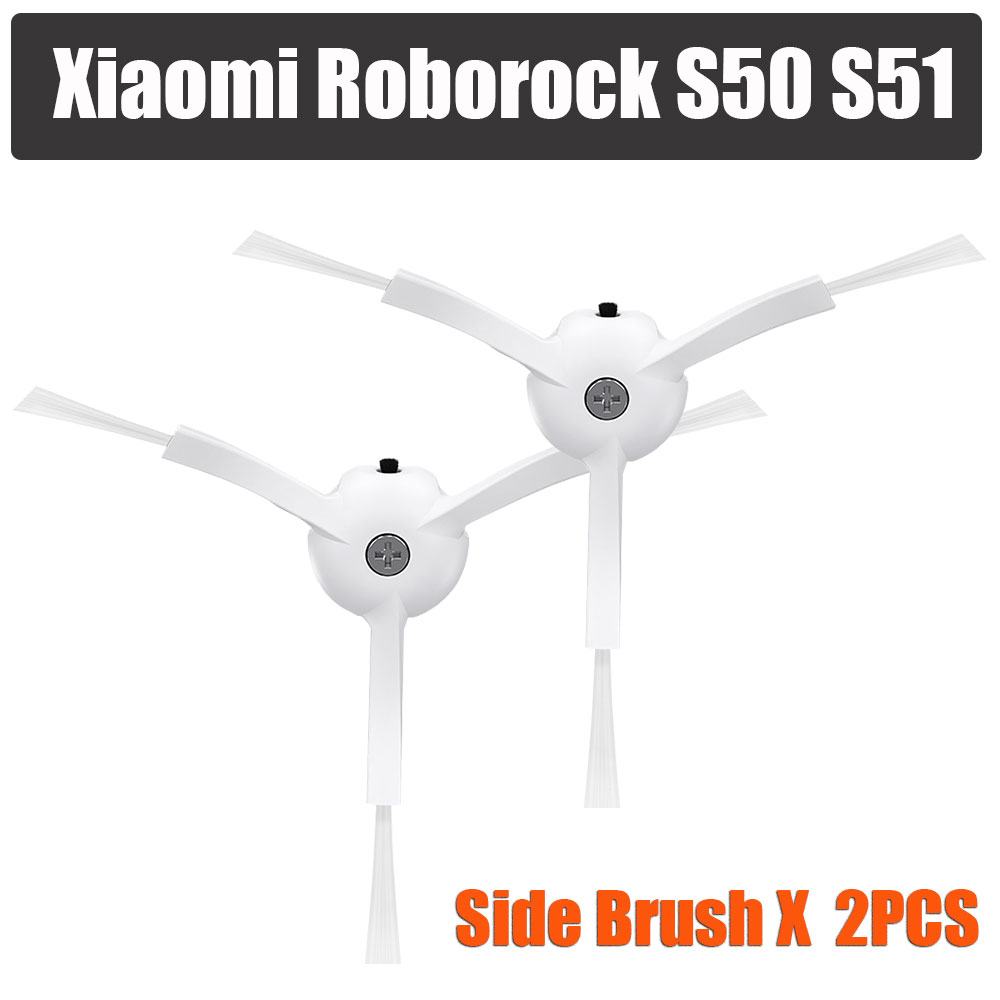 2 stuks zijborstel voor Xiaomi Roborock S50 S51 Stofzuiger 1 & 2 Robot Stofzuiger Onderdelen Kits niet hepa filter